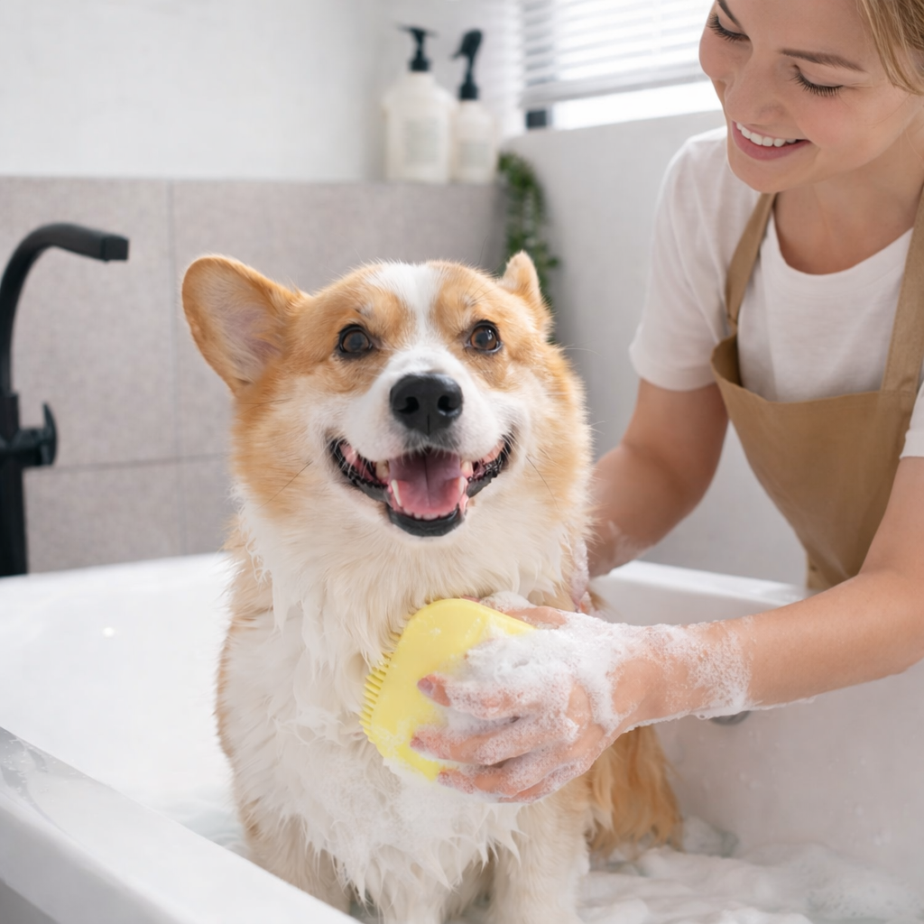 2-in-1 Silicone Pet Bath Brush – Soft & Gentle