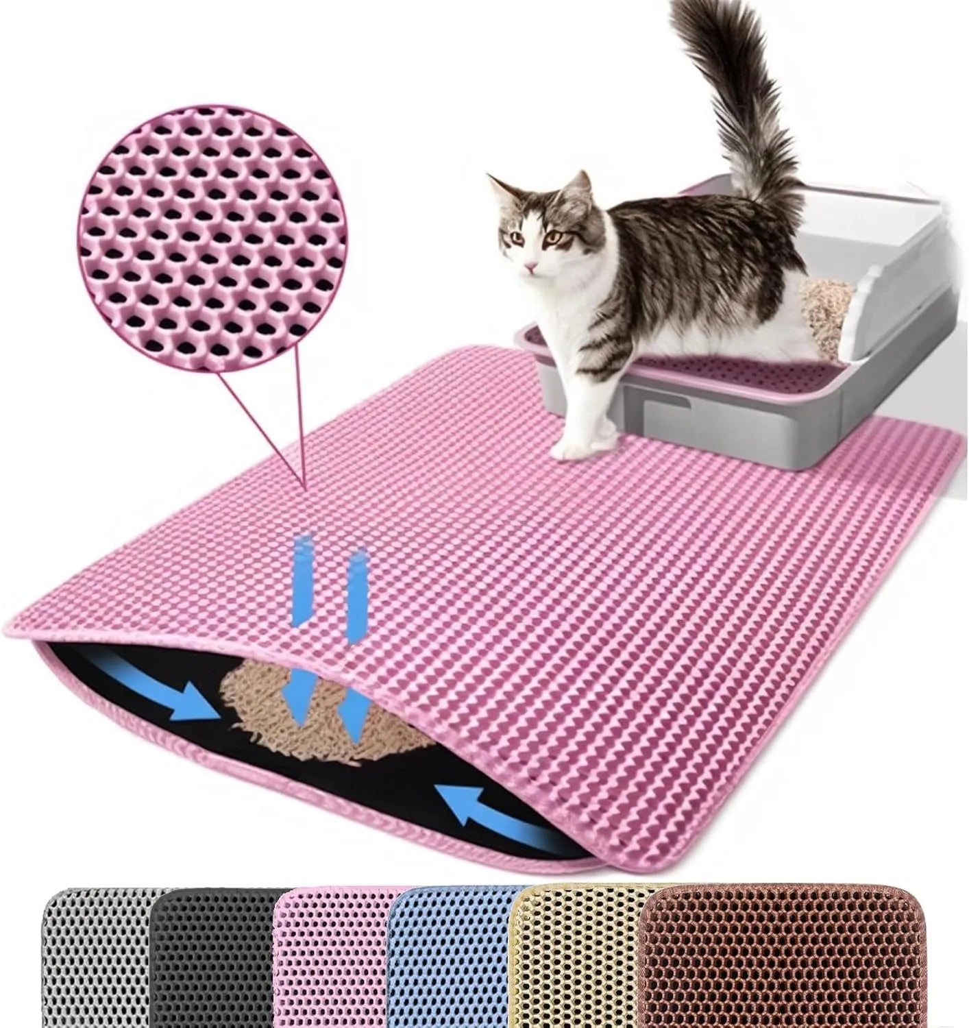 Double-Layer Anti-Slip Cat Litter Mat