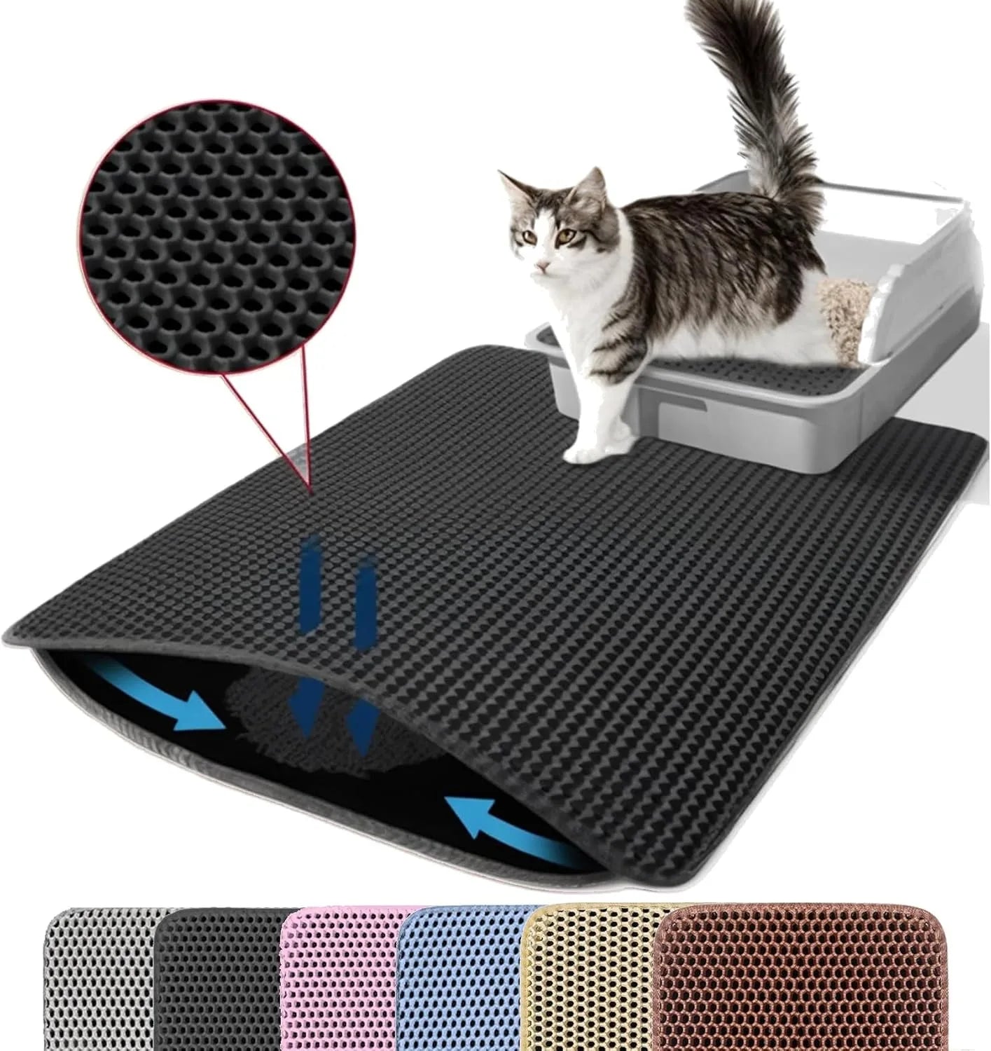 Double-Layer Anti-Slip Cat Litter Mat