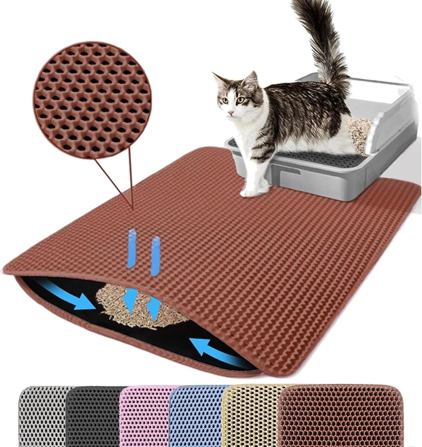 Double-Layer Anti-Slip Cat Litter Mat