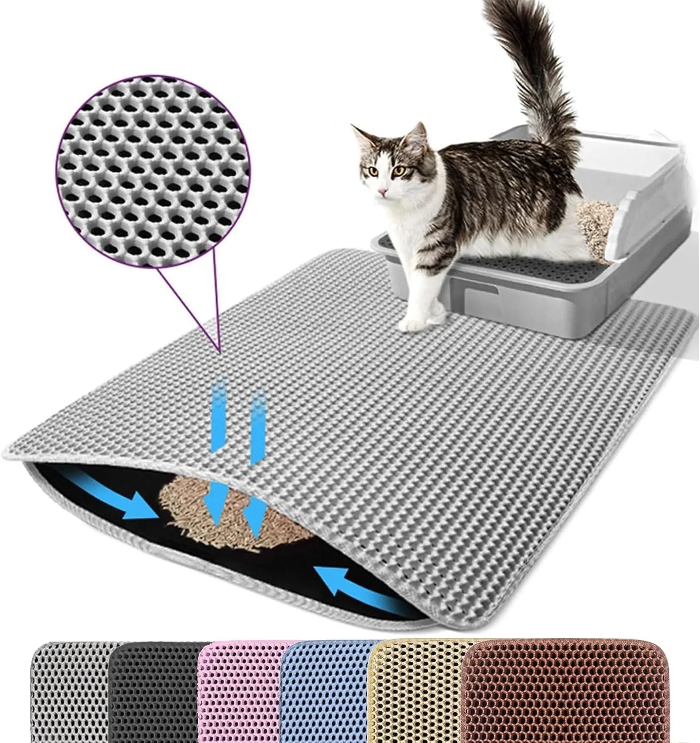 Double-Layer Anti-Slip Cat Litter Mat